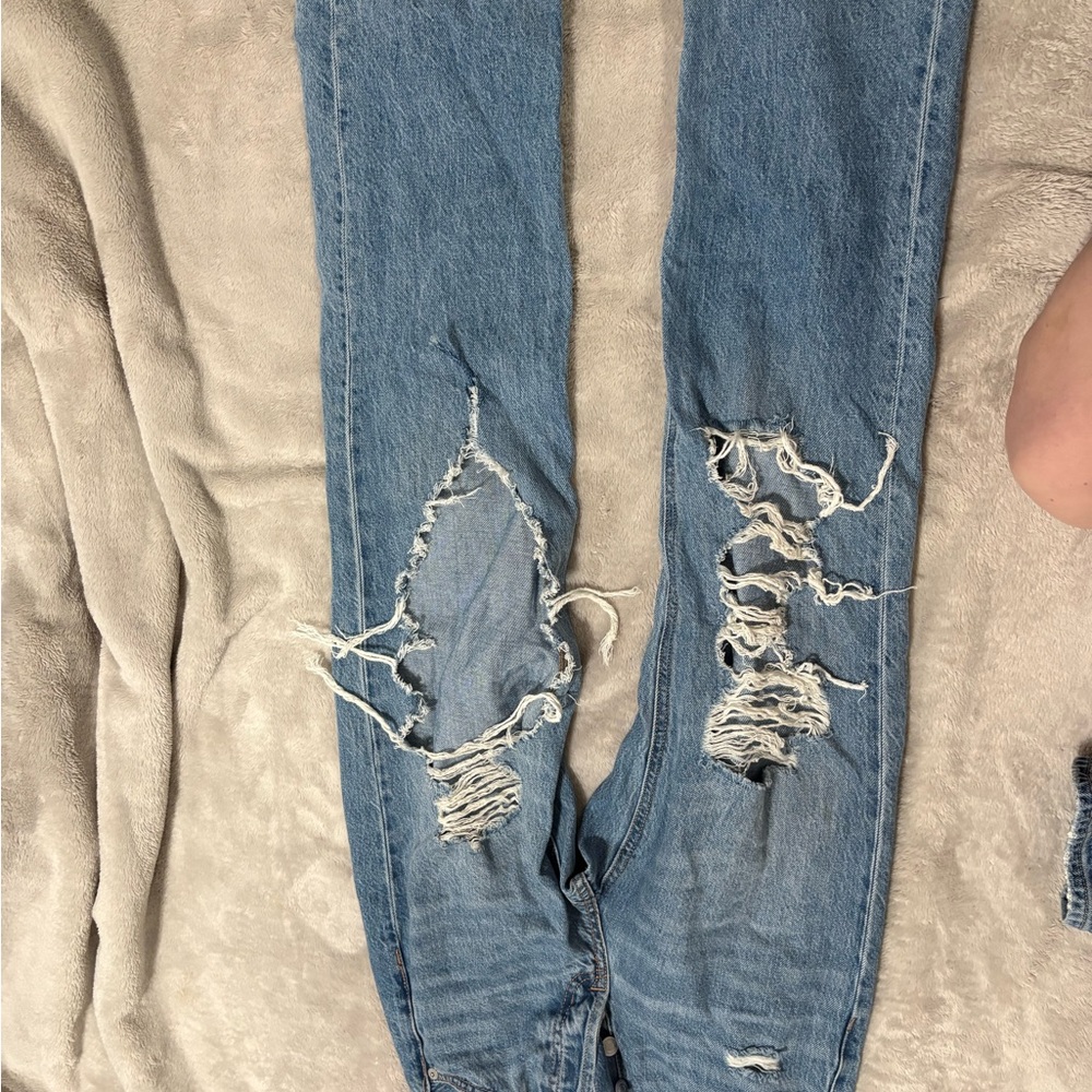 Women's Distressed Blue Jeans